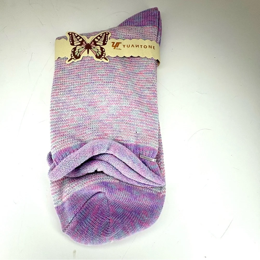 Space-Dye Ankle Socks NWT Purple Blue, & Pink Rolled Ruffle Top
